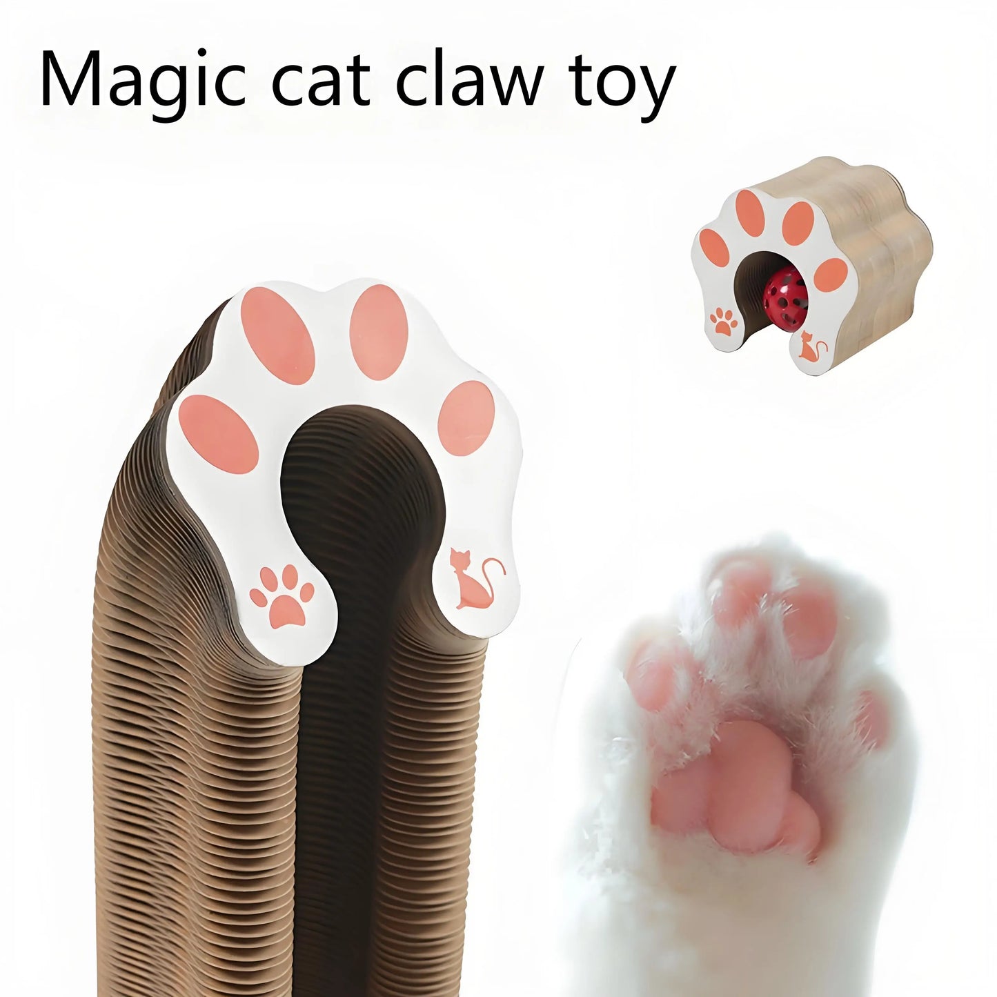 Durable Cat Scratching Board and  Paper Toy with Bell, Interactive Play & Stress Relief