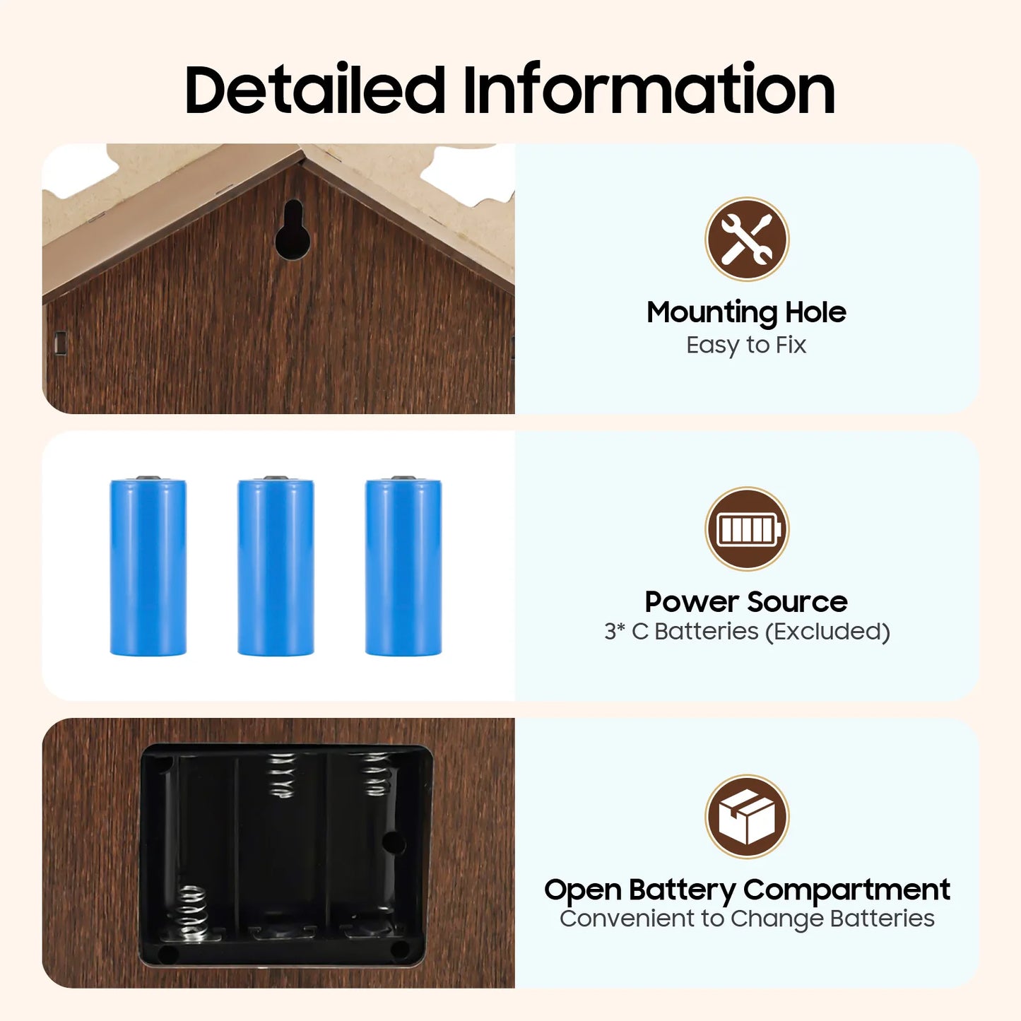 Wooden Cuckoo Clock with Pendulum and Automatic Bird Chiming for Living Room Kitchen Office Wall Decor Silent Quartz Movement