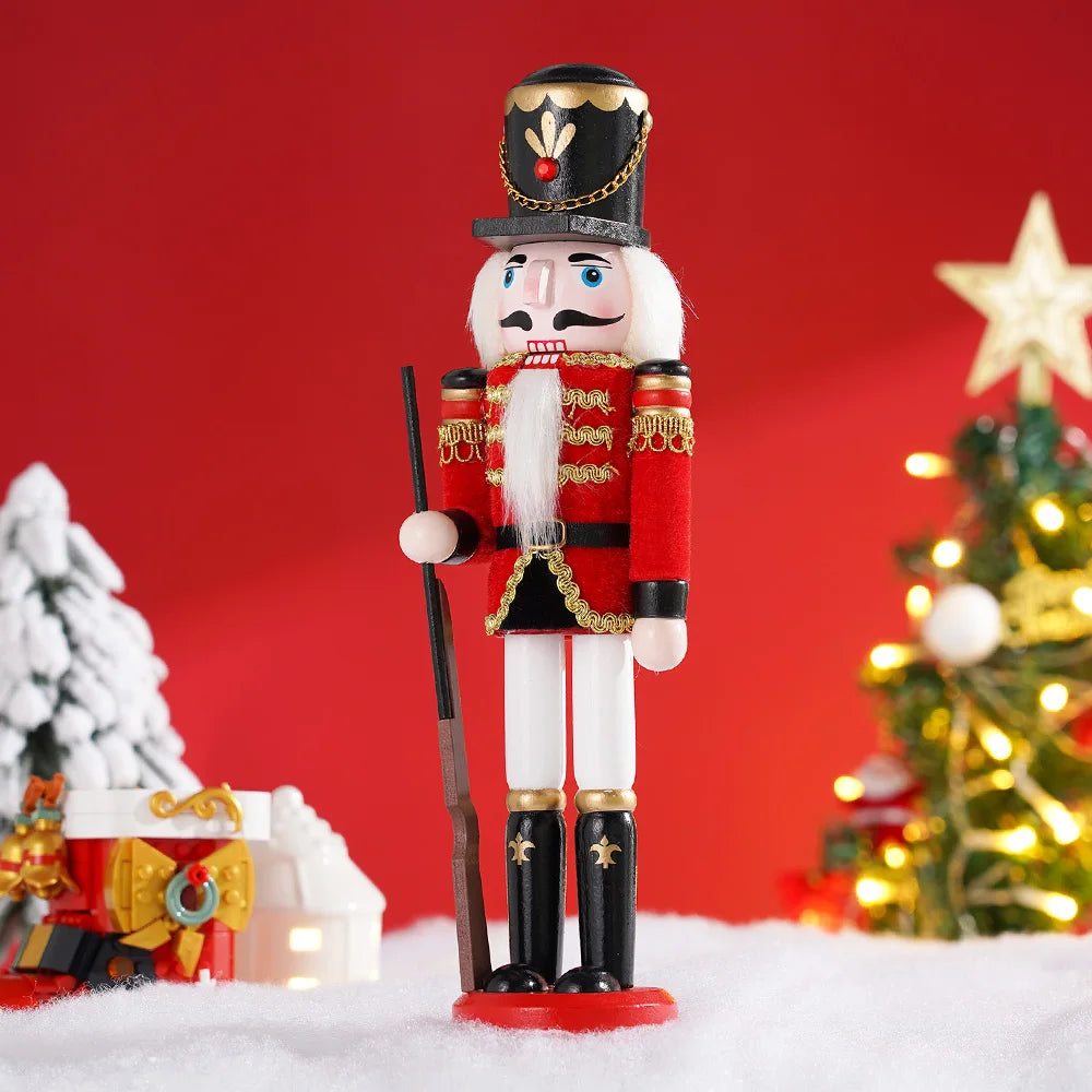 Wooden Nutcracker Soldier Statues 11.81" tall Handcrafted Home Decoration