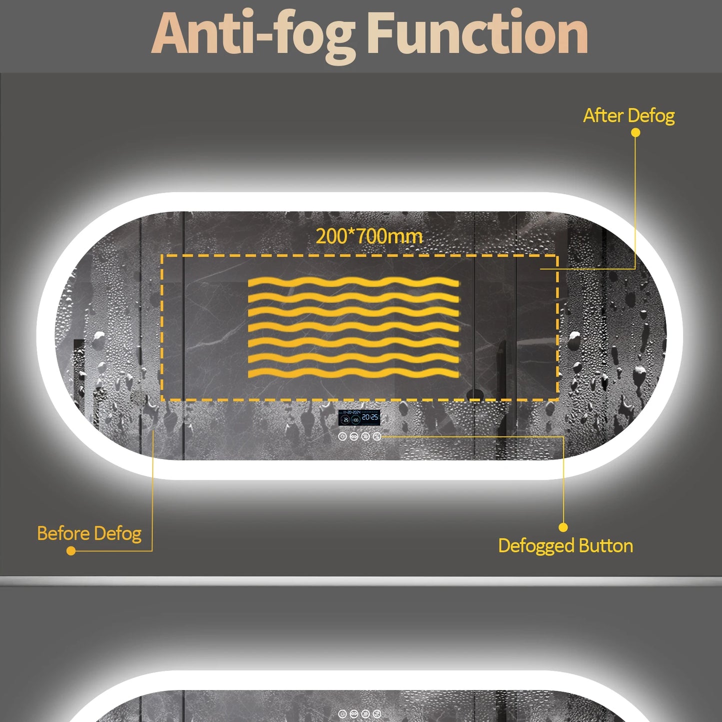 LED Lighted Bathroom Mirror with Bluetooth Speaker Smart LED Vanity Makeup Wall Mounted Mirrors 3 Lights Setting Anti-Fog RBG