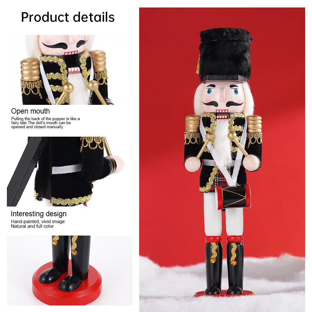 Wooden Nutcracker Soldier Statues 11.81" tall Handcrafted Home Decoration