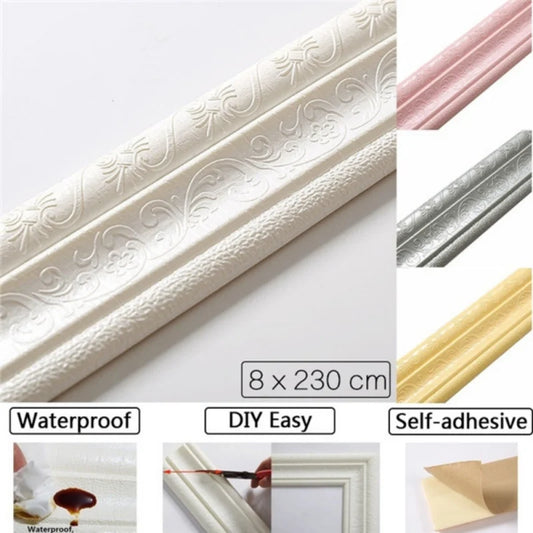 DIY Self Adhesive Flexible Foam Molding.  Wallpaper Trim 3D Decorative Wall Trim Peel and Stick Trim for Home Decor