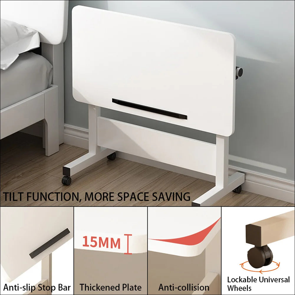 Small Mobile Stand Up adjustable height Desk With Wheels, Home Office Computer Workstation