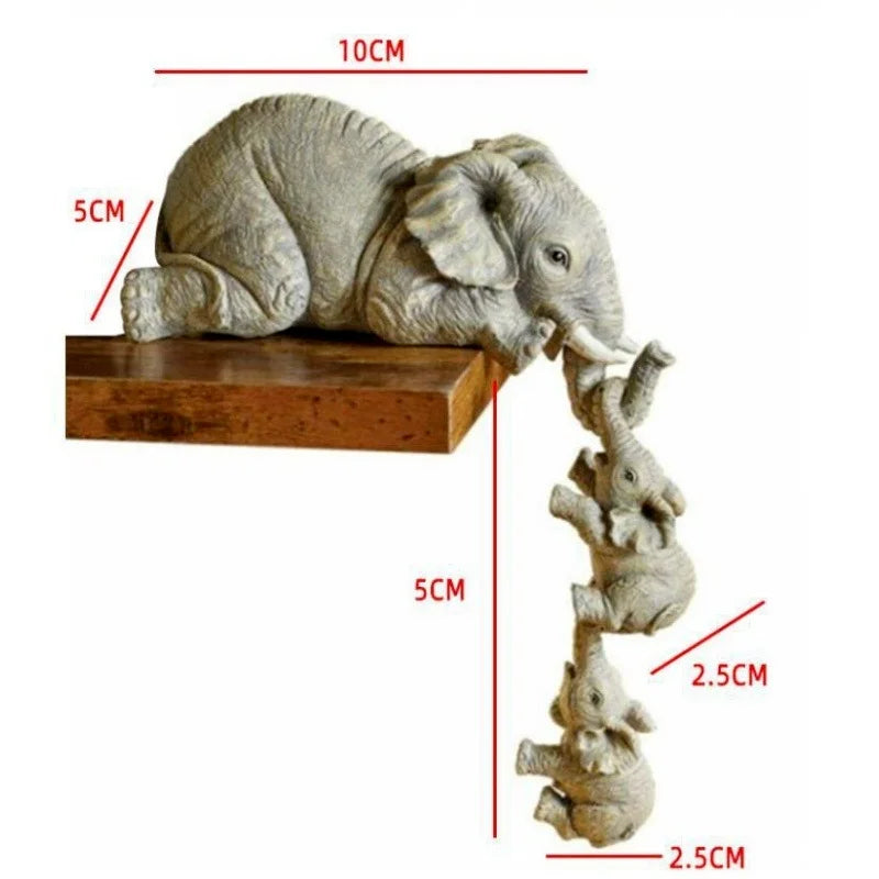 3pcs/set Cute Elephant Holding Baby Elephant Resin Figurines