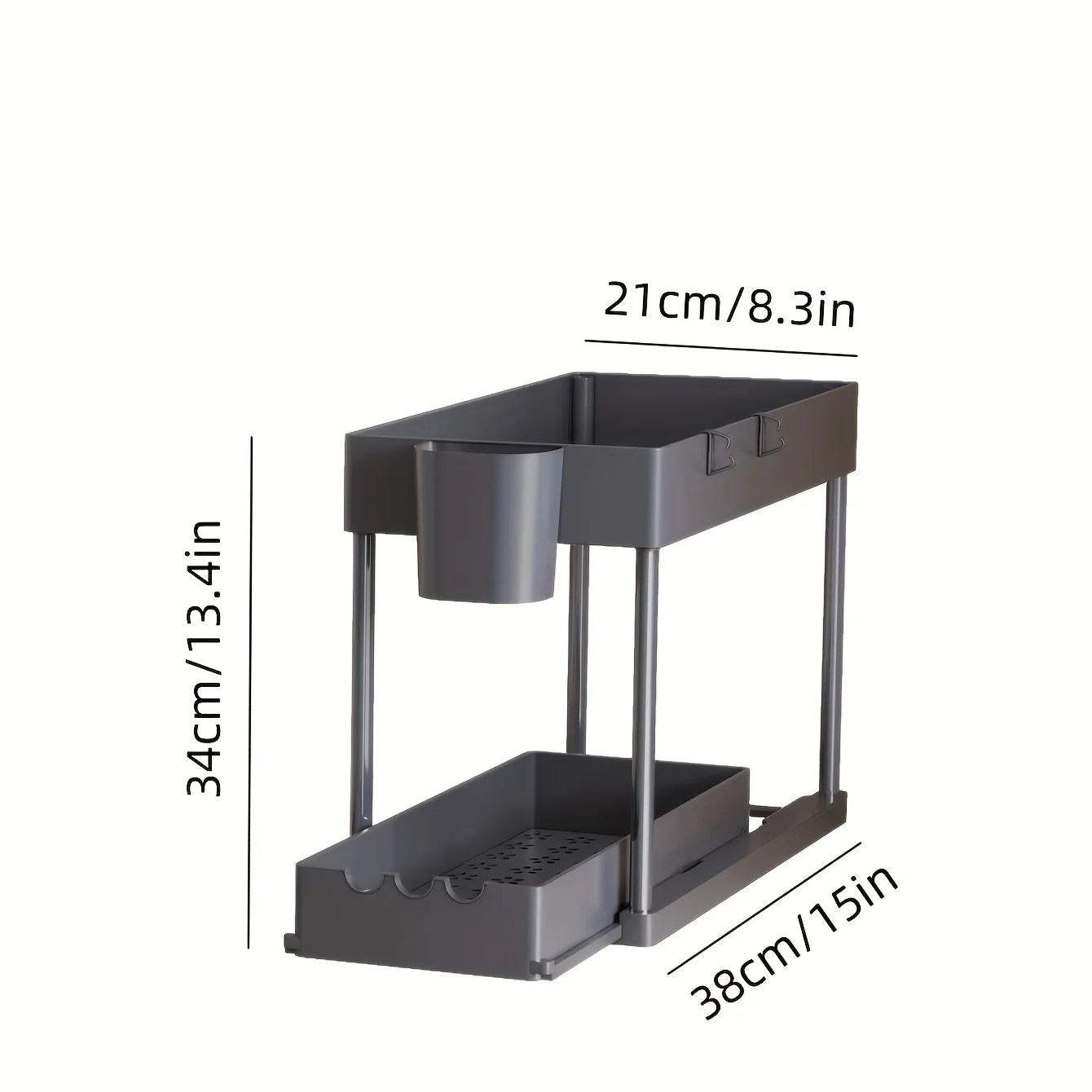 2Pcs 2-Tier Sliding Cabinet Organizer for Kitchen and Bathroom Storage