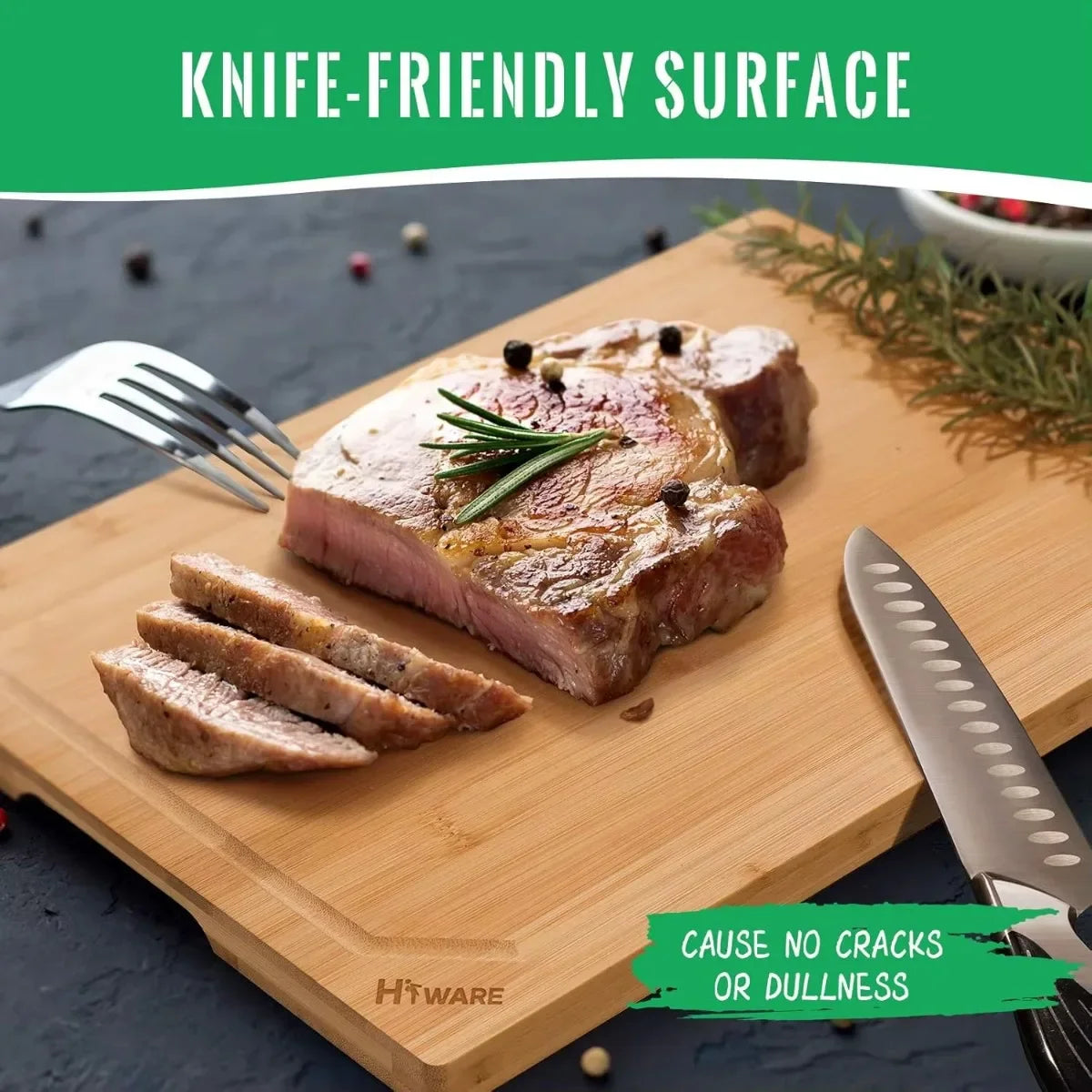 Extra Large 100% Organic Bamboo Cutting Board for Kitchen. Heavy Duty Wood Board with Juice Groove – Safe for Cutting Meat