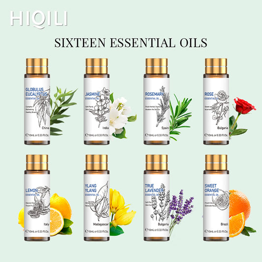 16 PCS 10ML Essential Oils Set,  Pure Lavender, Eucalyptus, Vanilla,  Jasmine, Mint, Rose Oil for Diffuser, Humidifier, Candles