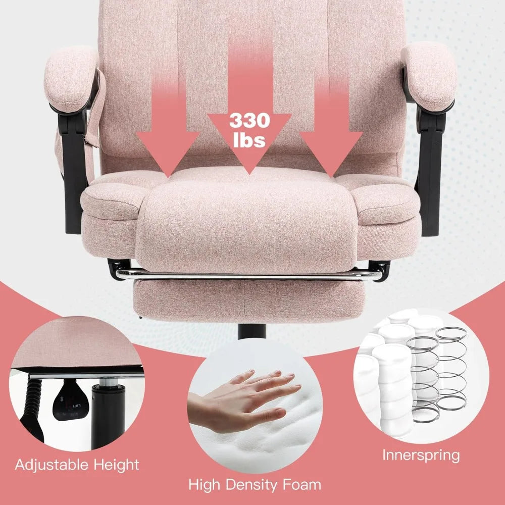 Ergonomic Adjustable Reclining Massage Office Chair with Footrest with 6 Vibration Points & Heat