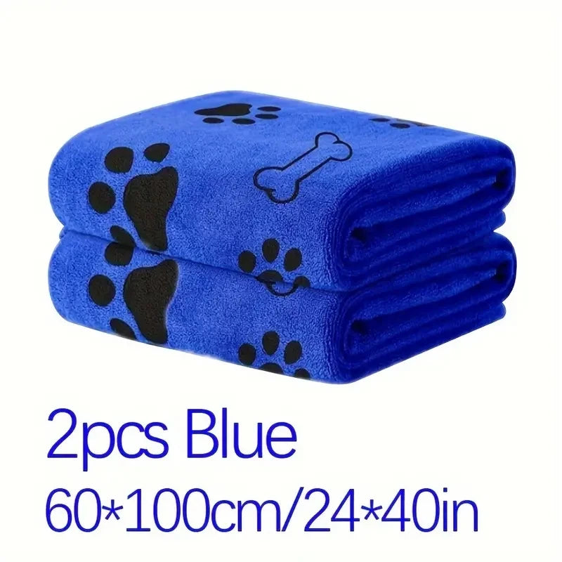 2pcs Soft Microfiber Pet Bath & Grooming Towel