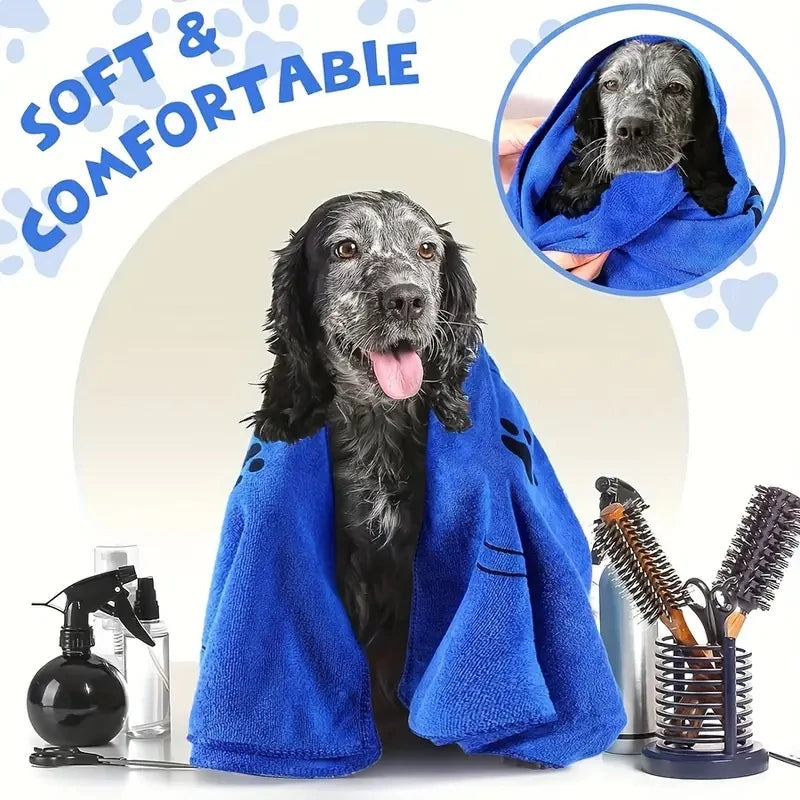 2pcs Soft Microfiber Pet Bath & Grooming Towel