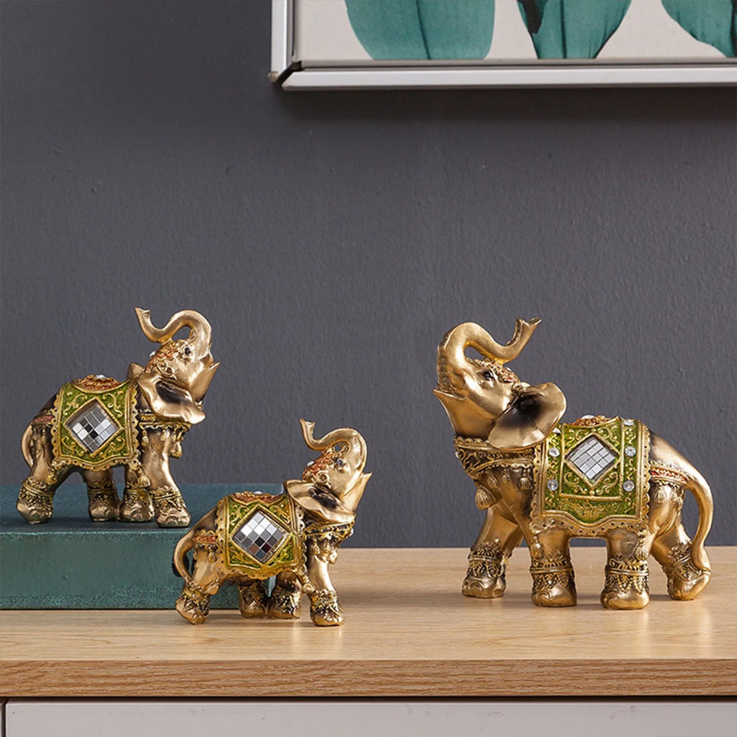 Cute Elephant Figurines Decoration Suitable for Office Wine Cooler Decor. Elephants are sacred symbols of peace, spirit and physical strength.