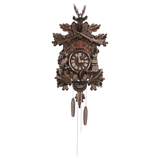 Wooden Cuckoo Clock with Pendulum and Automatic Bird Chiming for Living Room Kitchen Office Wall Decor Silent Quartz Movement
