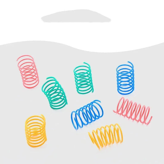 20pcs Cat Spiral Spring Toys Colorful Plastic Kitten Play Interactive