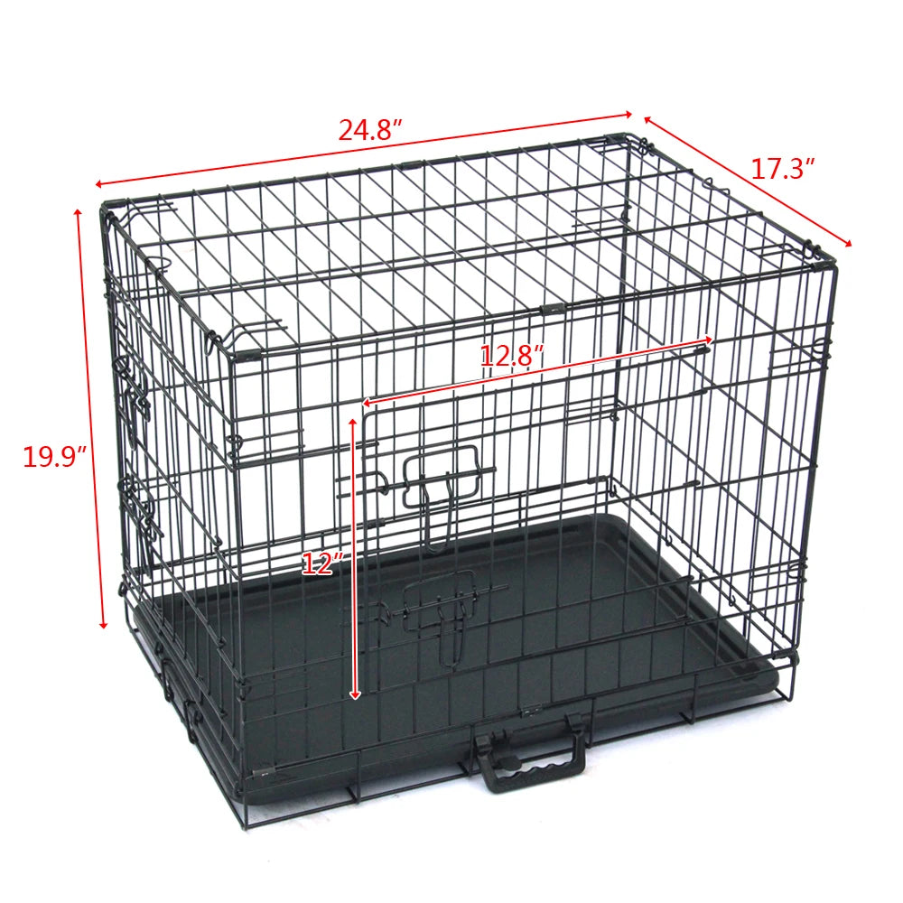 24" Folding Steel Pet Kennel Animal Playpen