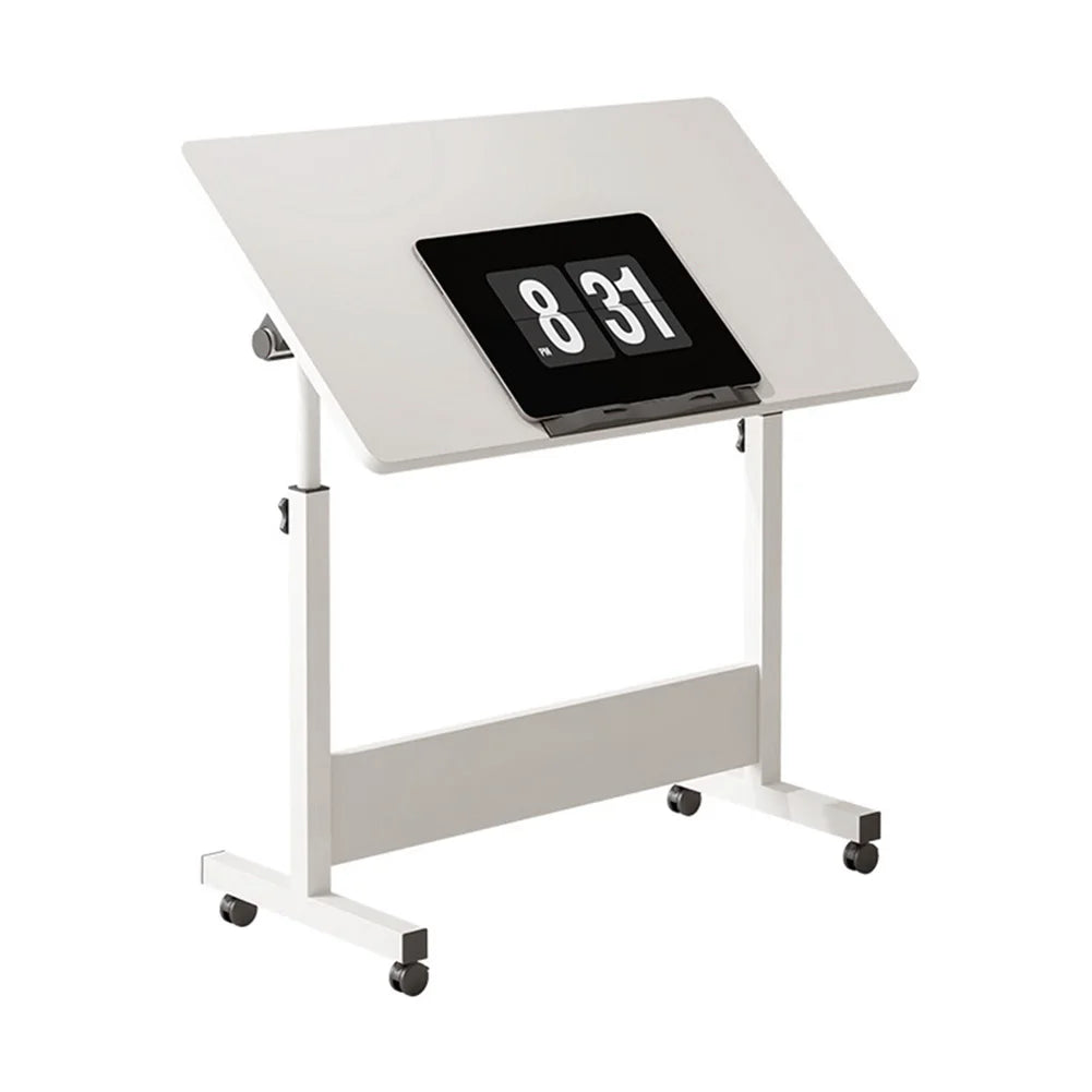 Small Mobile Stand Up adjustable height Desk With Wheels, Home Office Computer Workstation