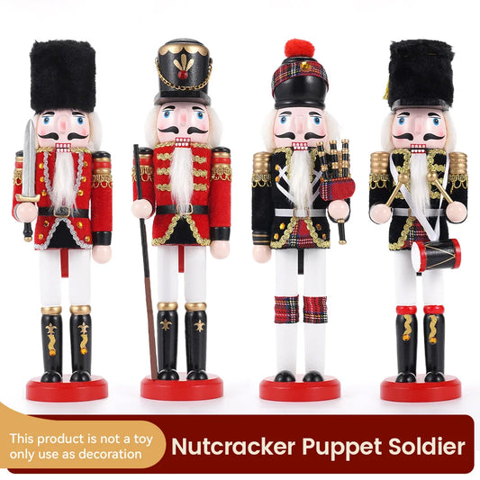 Wooden Nutcracker Soldier Statues 11.81" tall Handcrafted Home Decoration