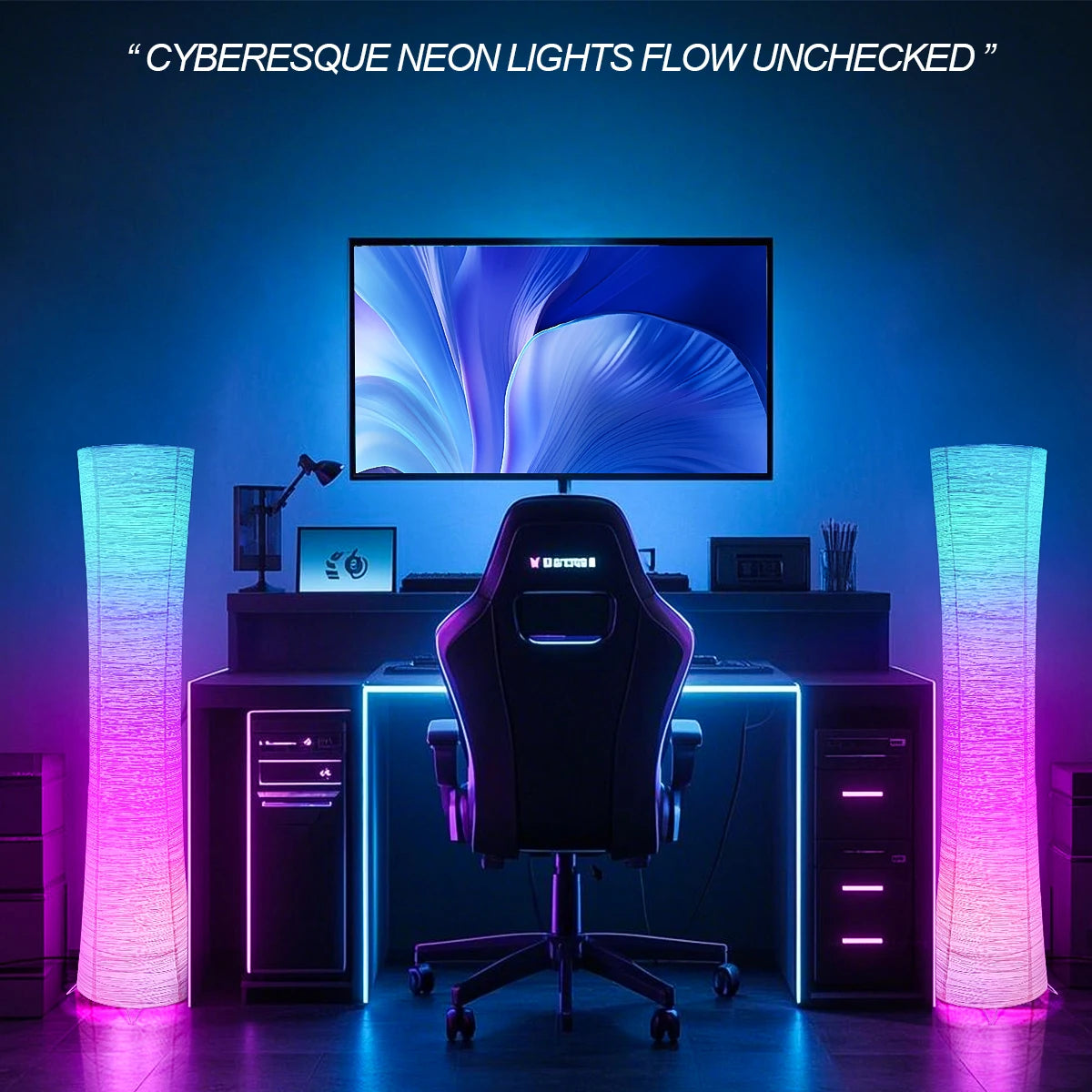 Paper Floor lamp, RGB color-changing LED with remote control