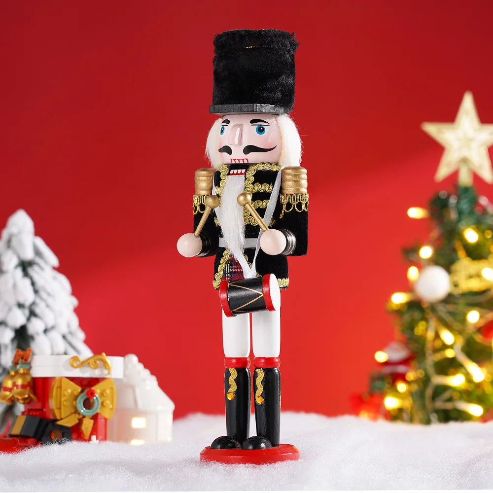 Wooden Nutcracker Soldier Statues 11.81" tall Handcrafted Home Decoration
