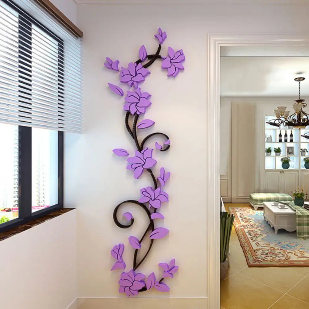 3D DIY Removable Art Wall Stickers Vinyl Flower Tree Livingroom Bedroom Decoration