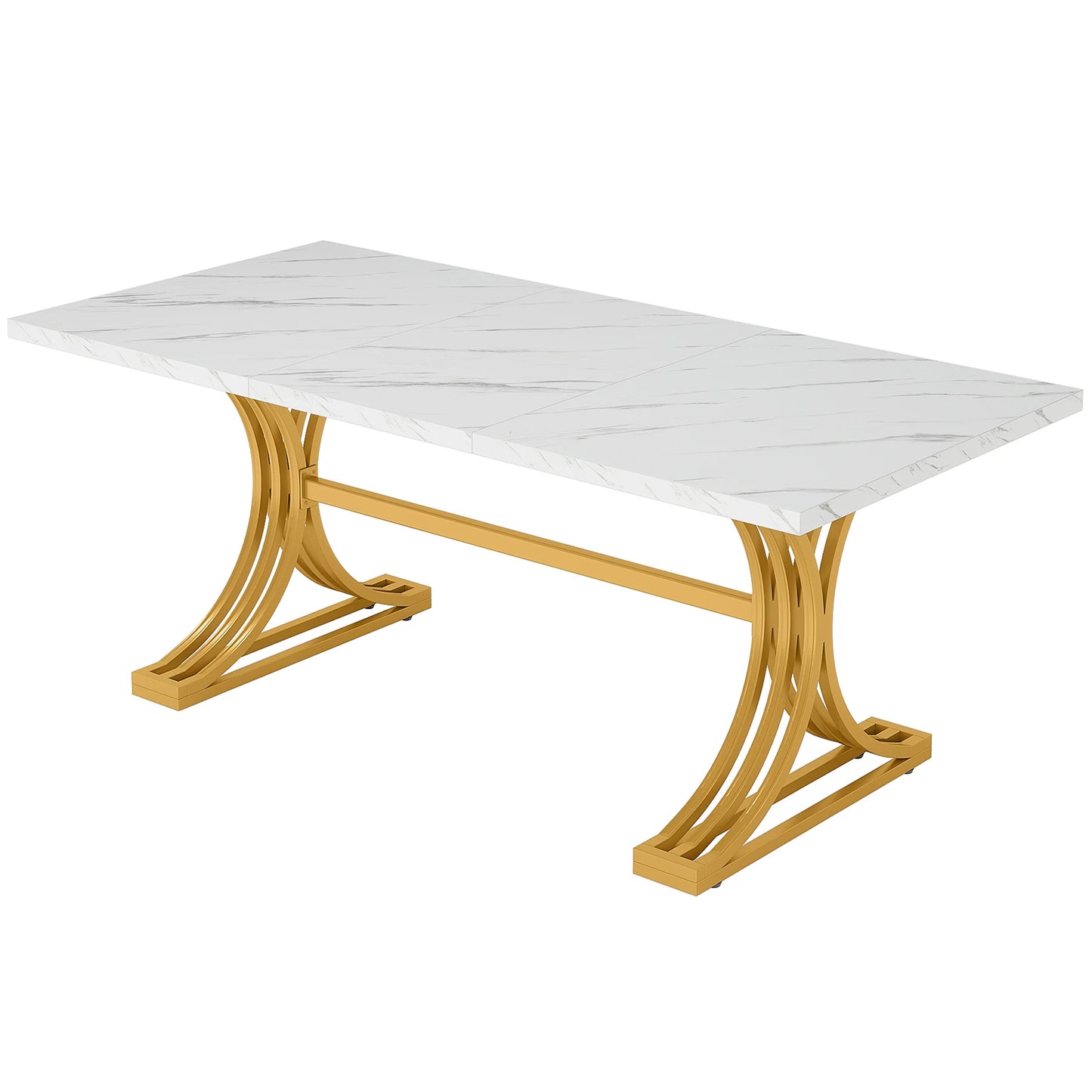 63-Inch Rectangular Table with Faux Marble Table Top