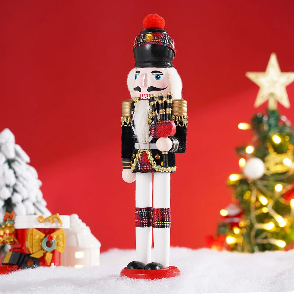Wooden Nutcracker Soldier Statues 11.81" tall Handcrafted Home Decoration