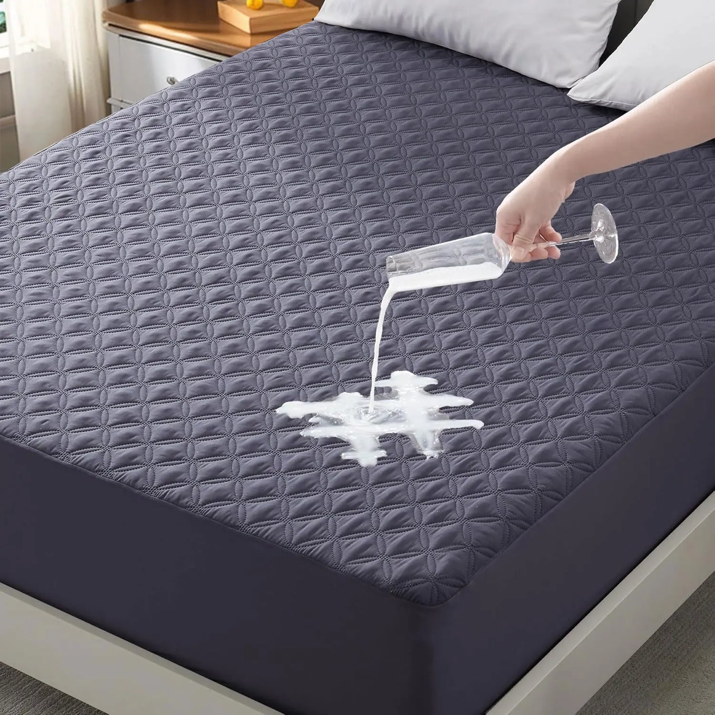 Noiseless Waterproof Mattress Pad with Deep Pocket, Washable