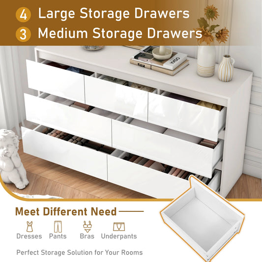 Modern 7 Drawer Dresser 55 Inch for Bedroom