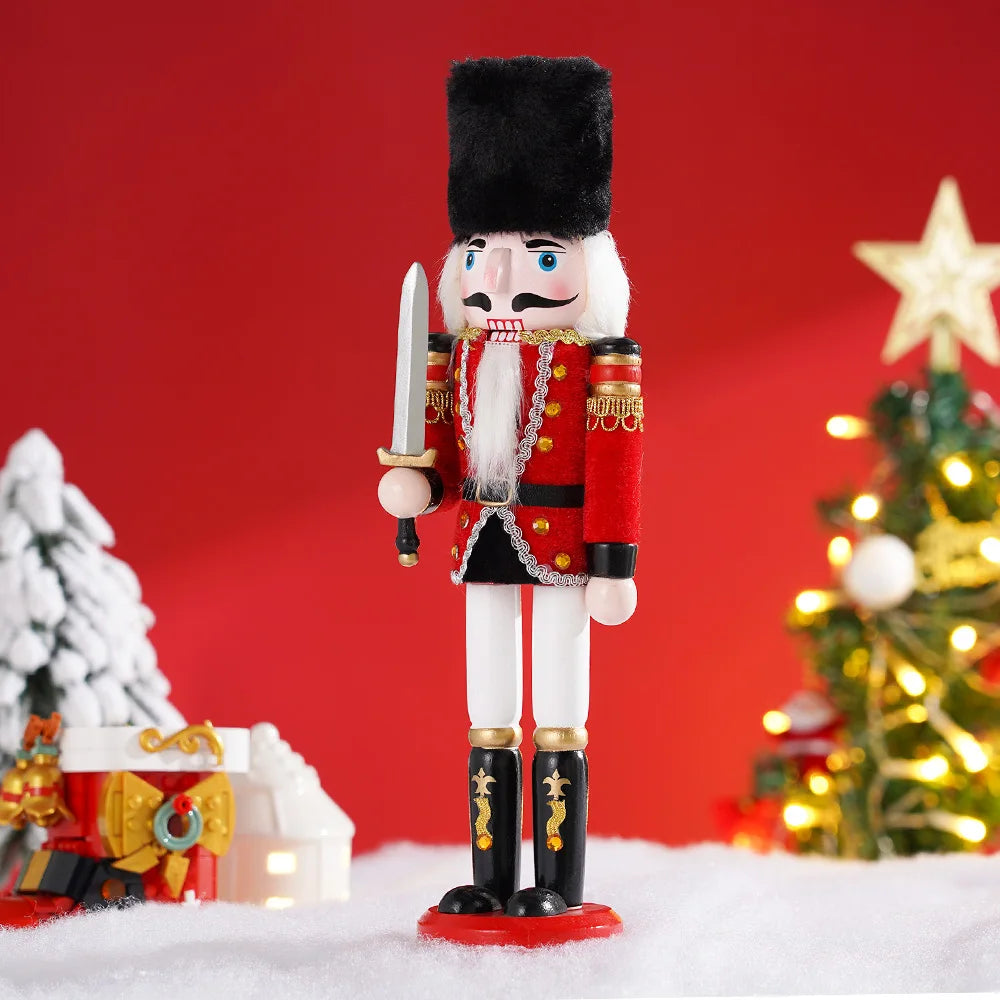 Wooden Nutcracker Soldier Statues 11.81" tall Handcrafted Home Decoration