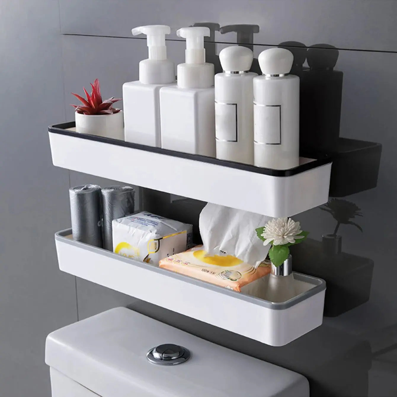 1pc Toilet Bathroom Storage Rack Hole Free