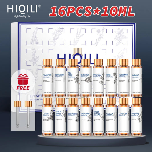 16 PCS 10ML Essential Oils Set,  Pure Lavender, Eucalyptus, Vanilla,  Jasmine, Mint, Rose Oil for Diffuser, Humidifier, Candles