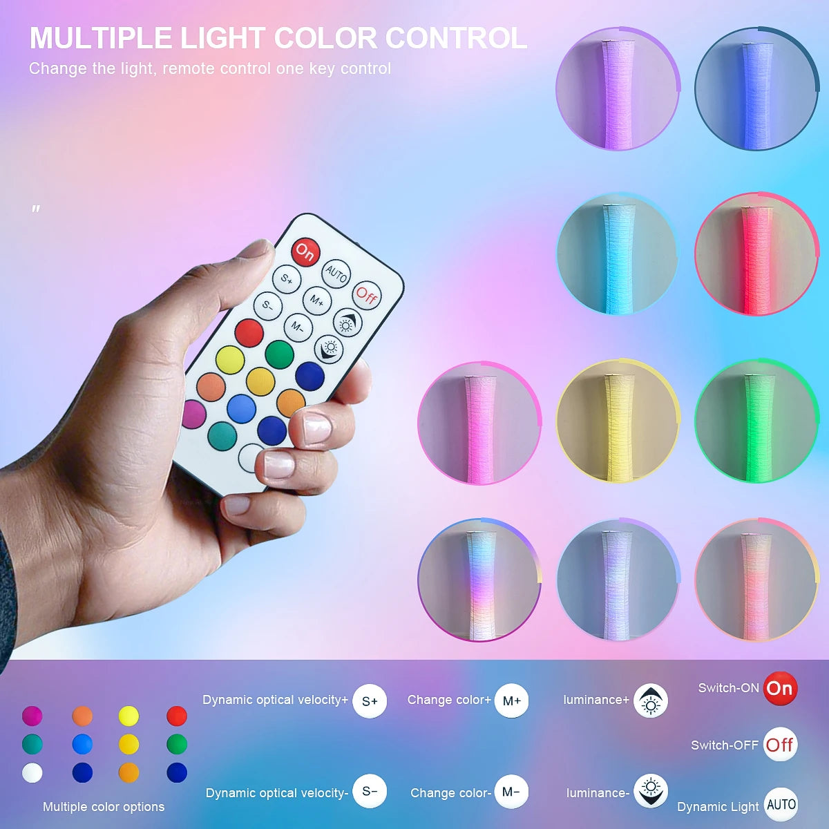 Paper Floor lamp, RGB color-changing LED with remote control