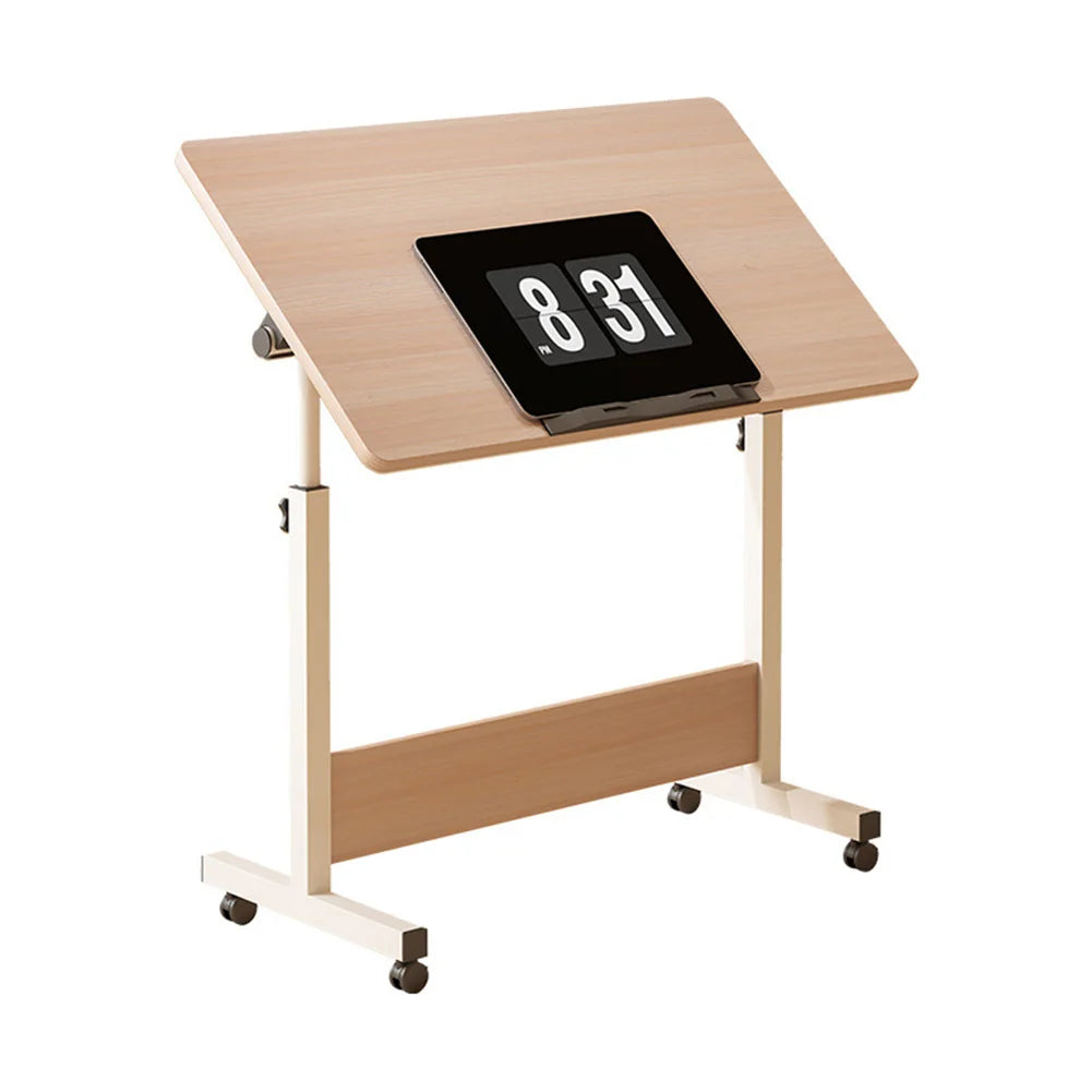 Small Mobile Stand Up adjustable height Desk With Wheels, Home Office Computer Workstation