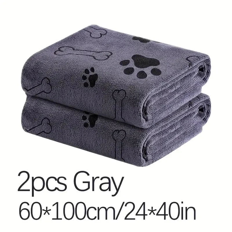 2pcs Soft Microfiber Pet Bath & Grooming Towel