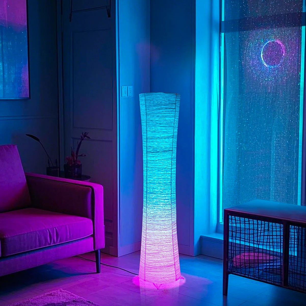 Paper Floor lamp, RGB color-changing LED with remote control