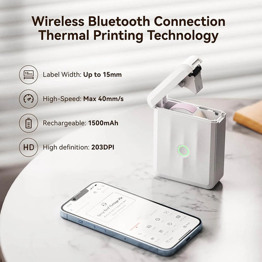 Pocket Mini Label Printer, Thermal Wireless Adhesive Sticker, DIY Name Tag Maker for School Home Office