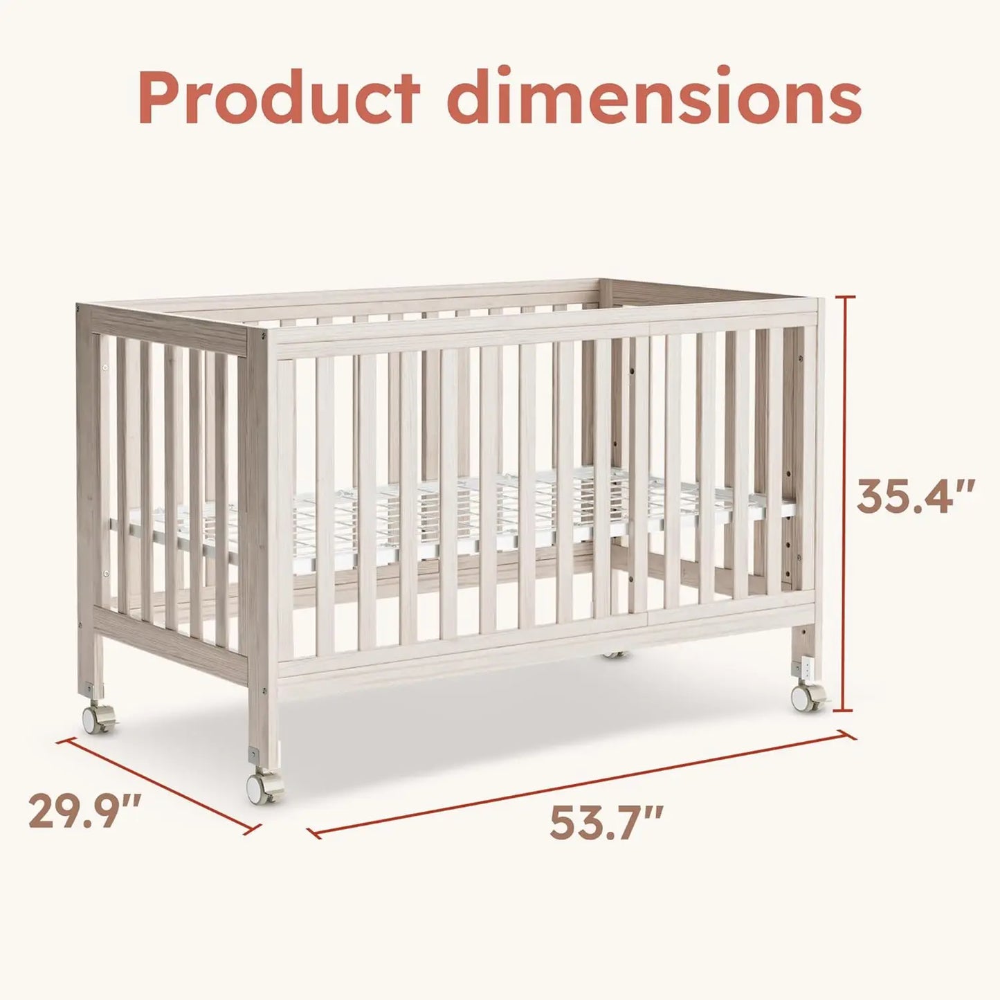 11-in-1 Convertible Baby Crib With Removable Wheels 4 Mattress Heights