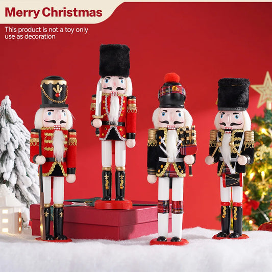 Wooden Nutcracker Soldier Statues 11.81" tall Handcrafted Home Decoration
