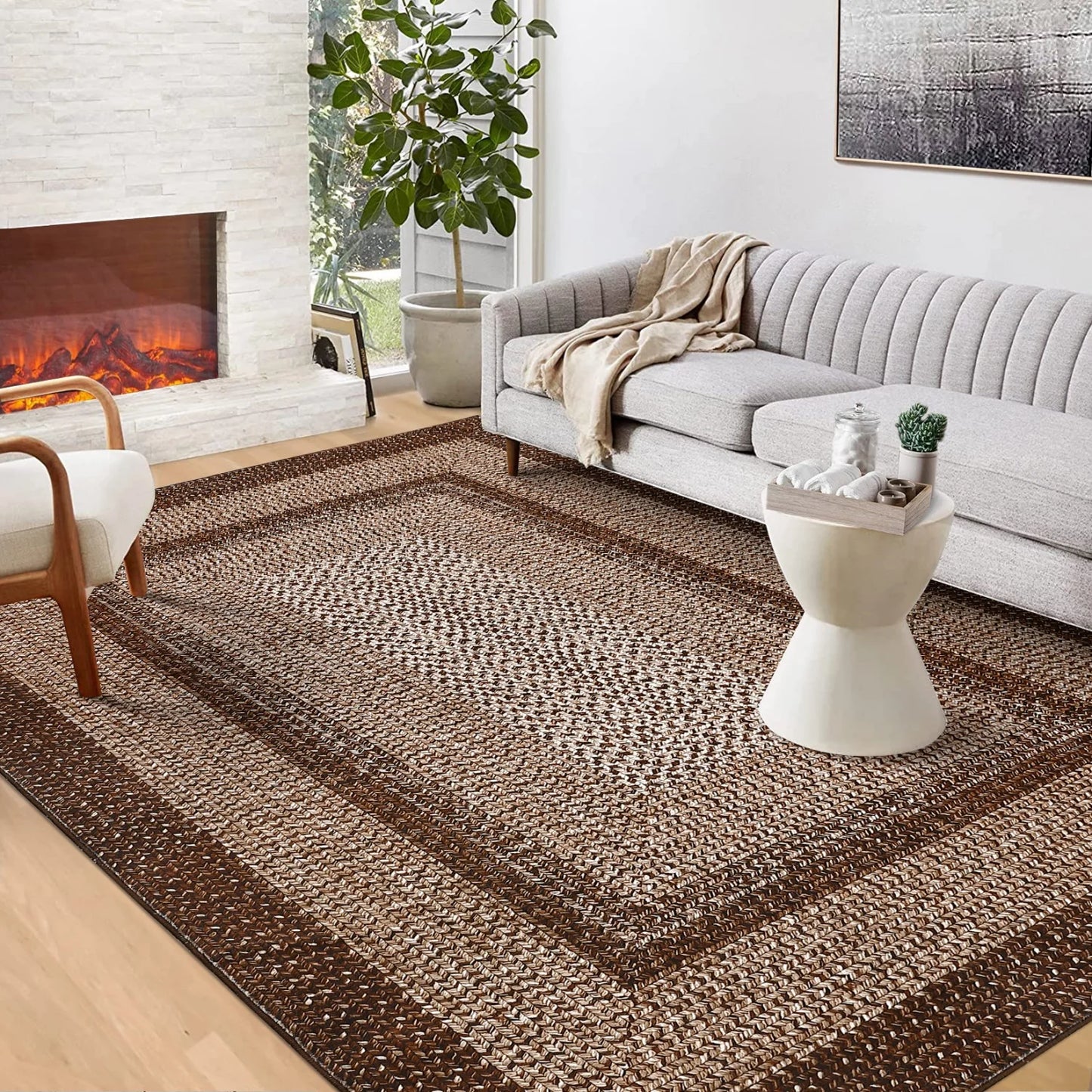 Washable Braided Area Rugs Large