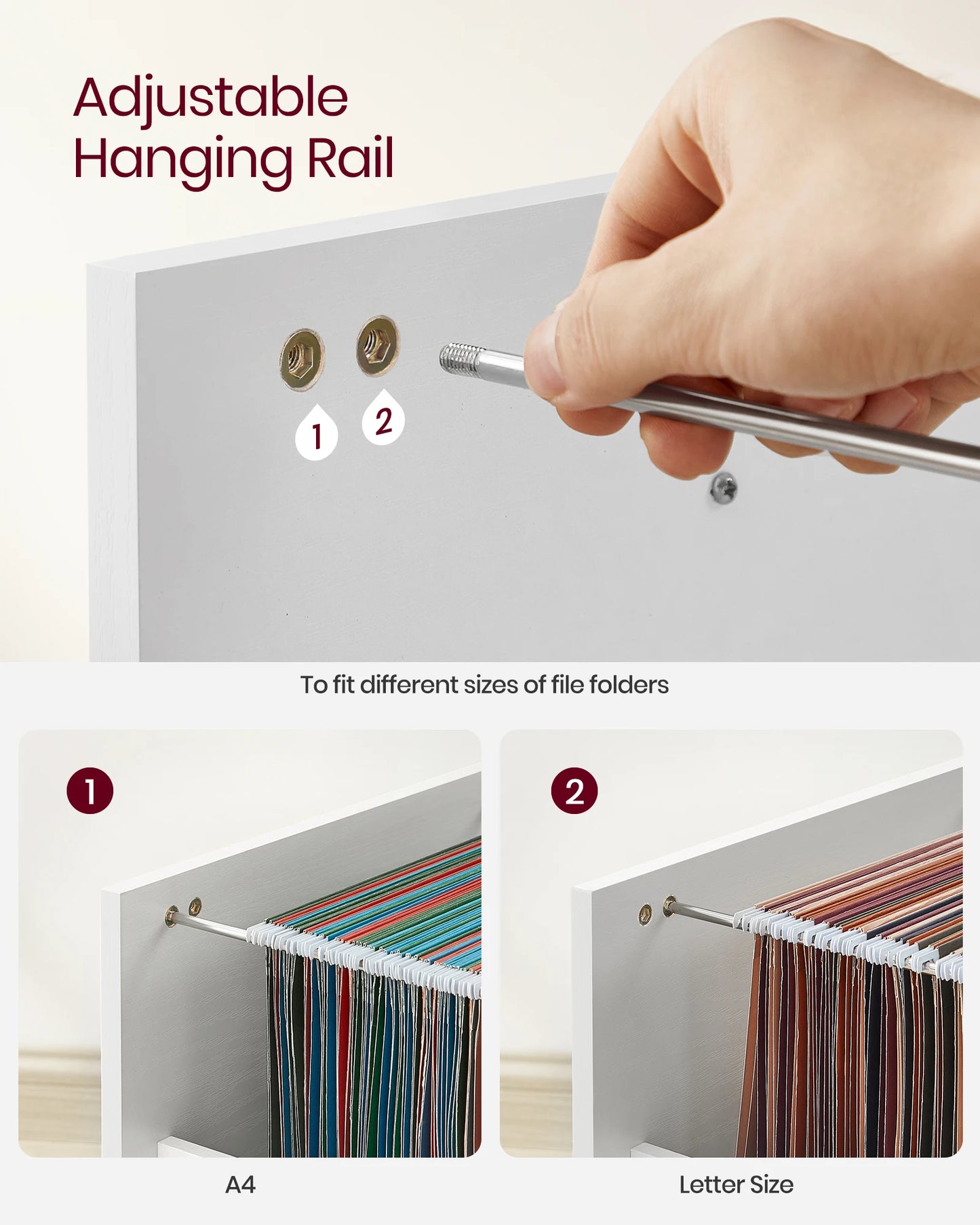 2-Drawer File Cabinet, Filing Cabinet for Home Office, Small Rolling File Cabinet, Printer Stand