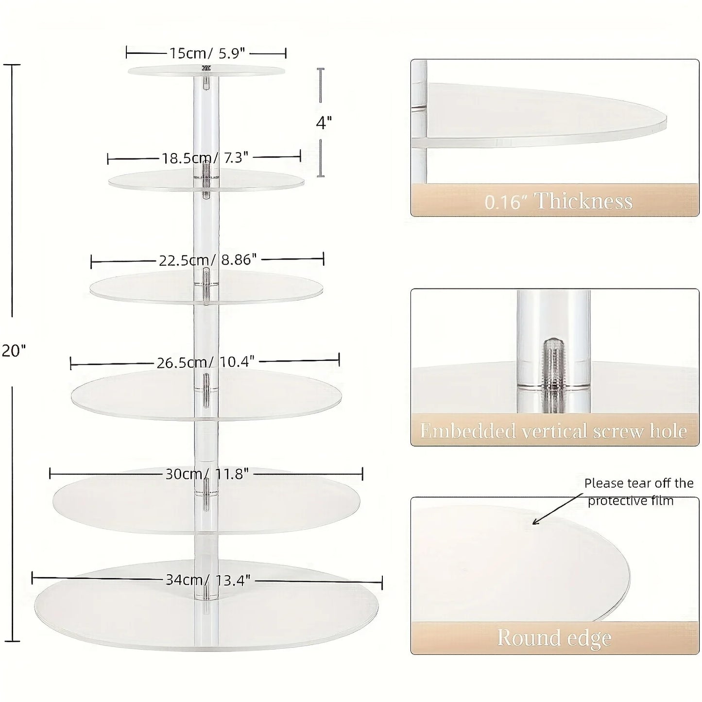 Acrylic 6-layer Cake Rack For Party, Holidays