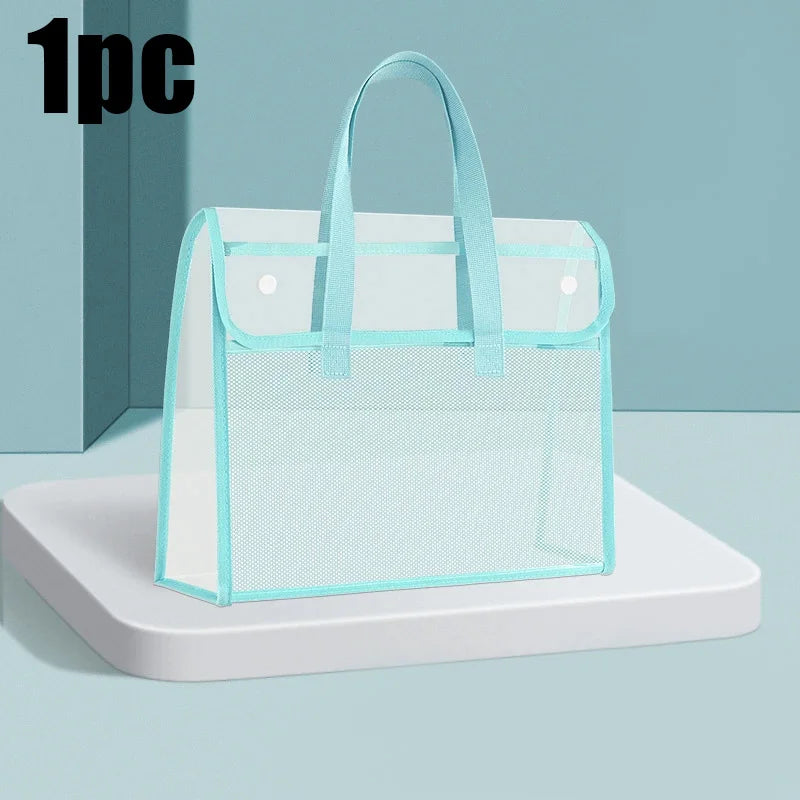 Clear Tote File Bag - Waterproof, Large Capacity, for School, Office, Travel, Document