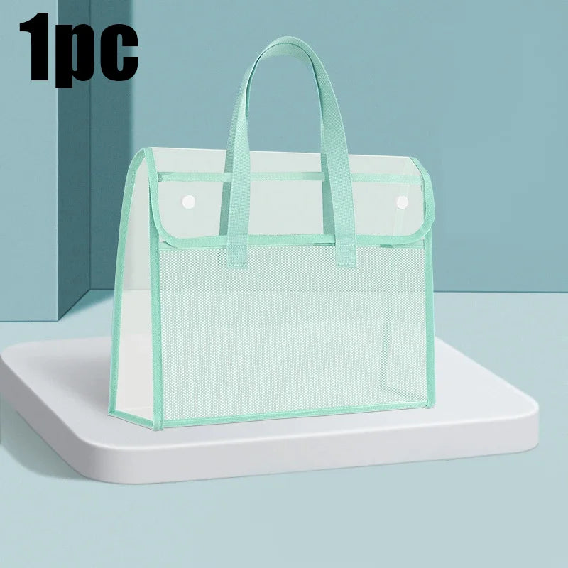 Clear Tote File Bag - Waterproof, Large Capacity, for School, Office, Travel, Document