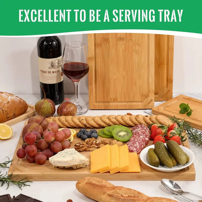 Extra Large 100% Organic Bamboo Cutting Board for Kitchen. Heavy Duty Wood Board with Juice Groove – Safe for Cutting Meat