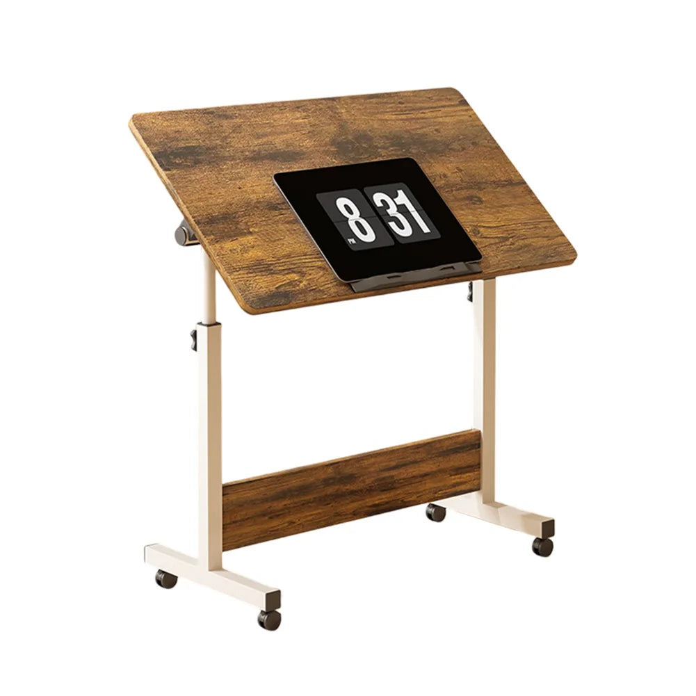 Small Mobile Stand Up adjustable height Desk With Wheels, Home Office Computer Workstation