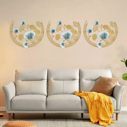 3-piece Gold Iron Leaf Wall Art for Living Room Bedroom Office Stylish Durable