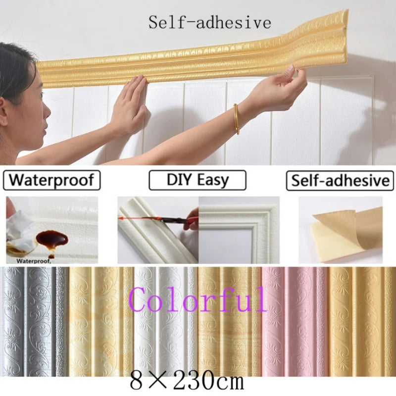 DIY Self Adhesive Flexible Foam Molding.  Wallpaper Trim 3D Decorative Wall Trim Peel and Stick Trim for Home Decor
