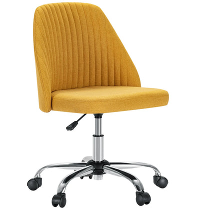 Armless Small Desk Office Chair with Modern Fabric and Wheels