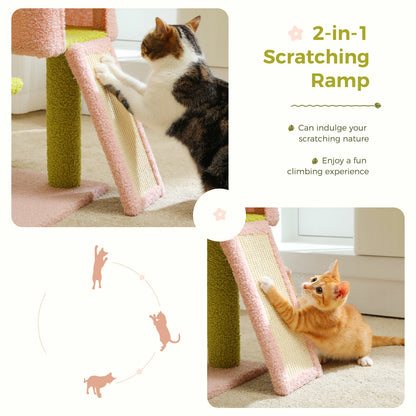 Flower Cat Tree Multi-Level Cat Tower with Sisal Covered Scratching Posts for Indoor Small Medium Cats