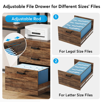 63 Inch Computer Desk with File Drawer Cabinet