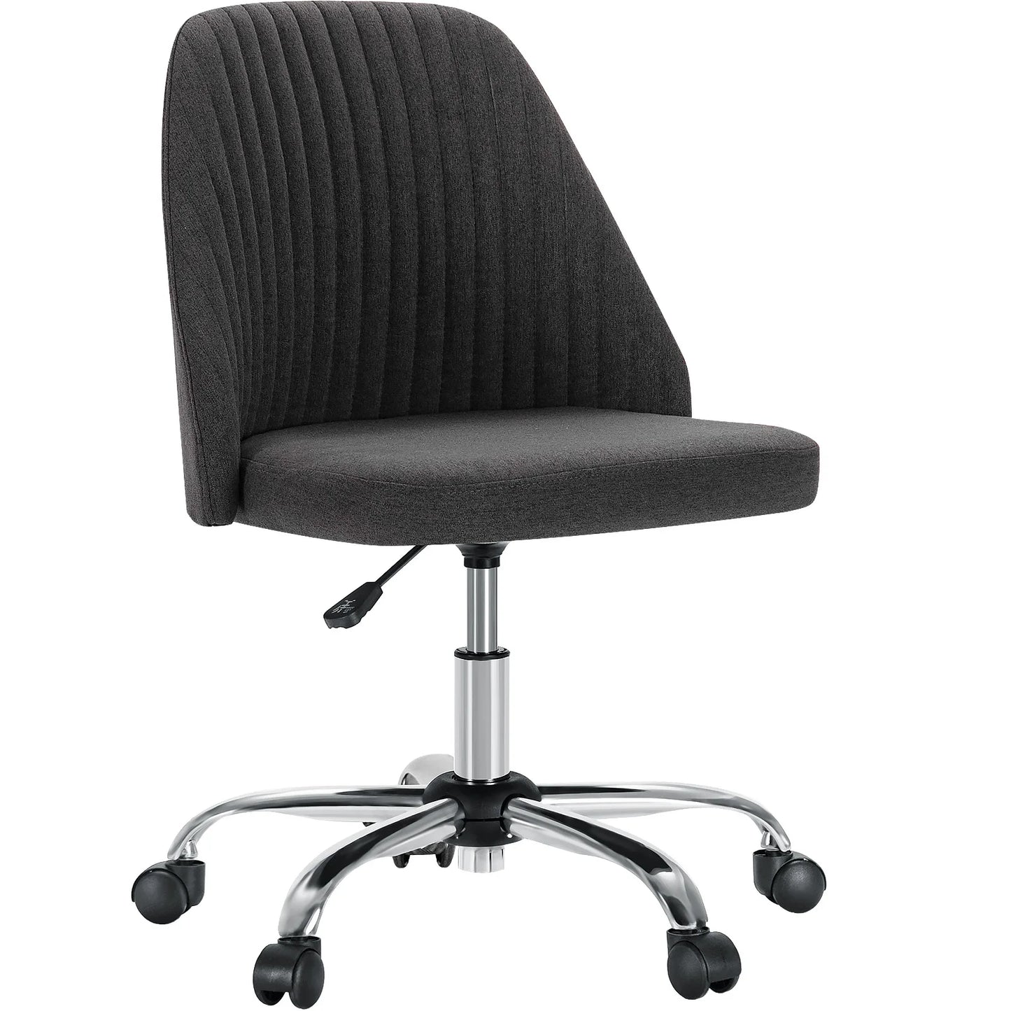 Armless Small Desk Office Chair with Modern Fabric and Wheels